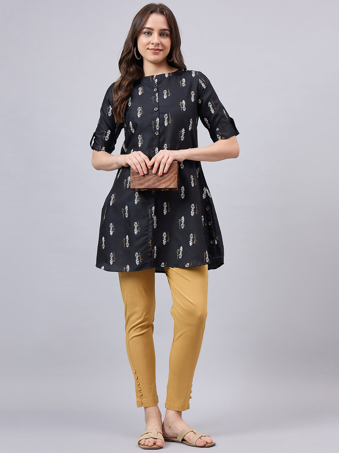 Gold Regular Fit Potli Pants