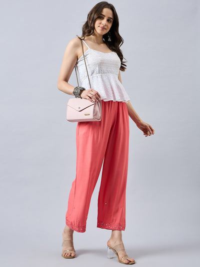Peach Embellished Palazzo