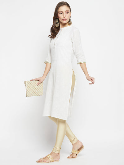 Cream Metallic Leggings - Ankle Length XL