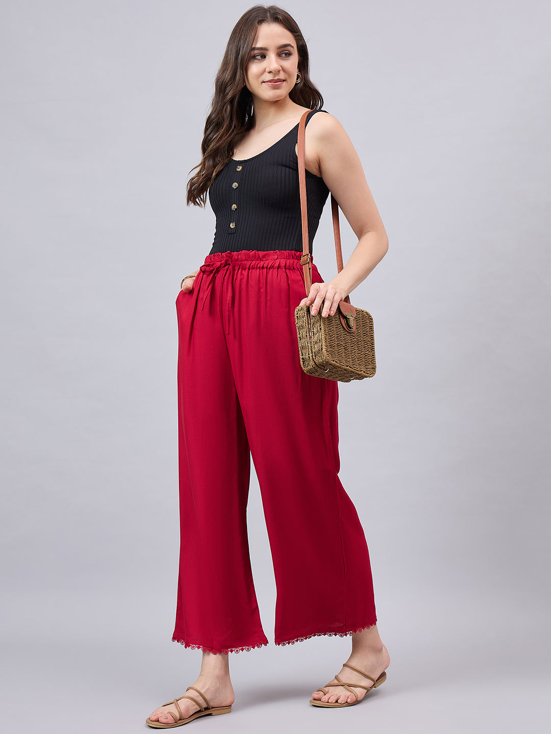 Maroon Lace Palazzos