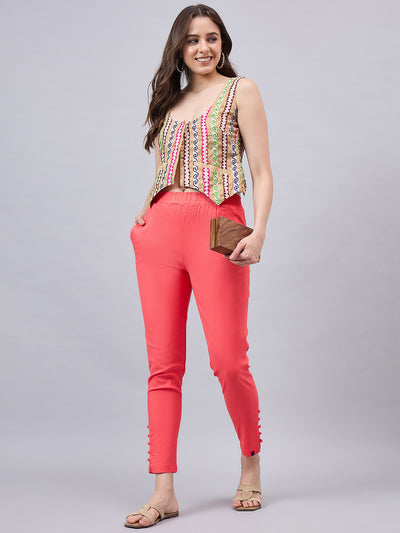 Baby Pink Regular Fit Potli Pants