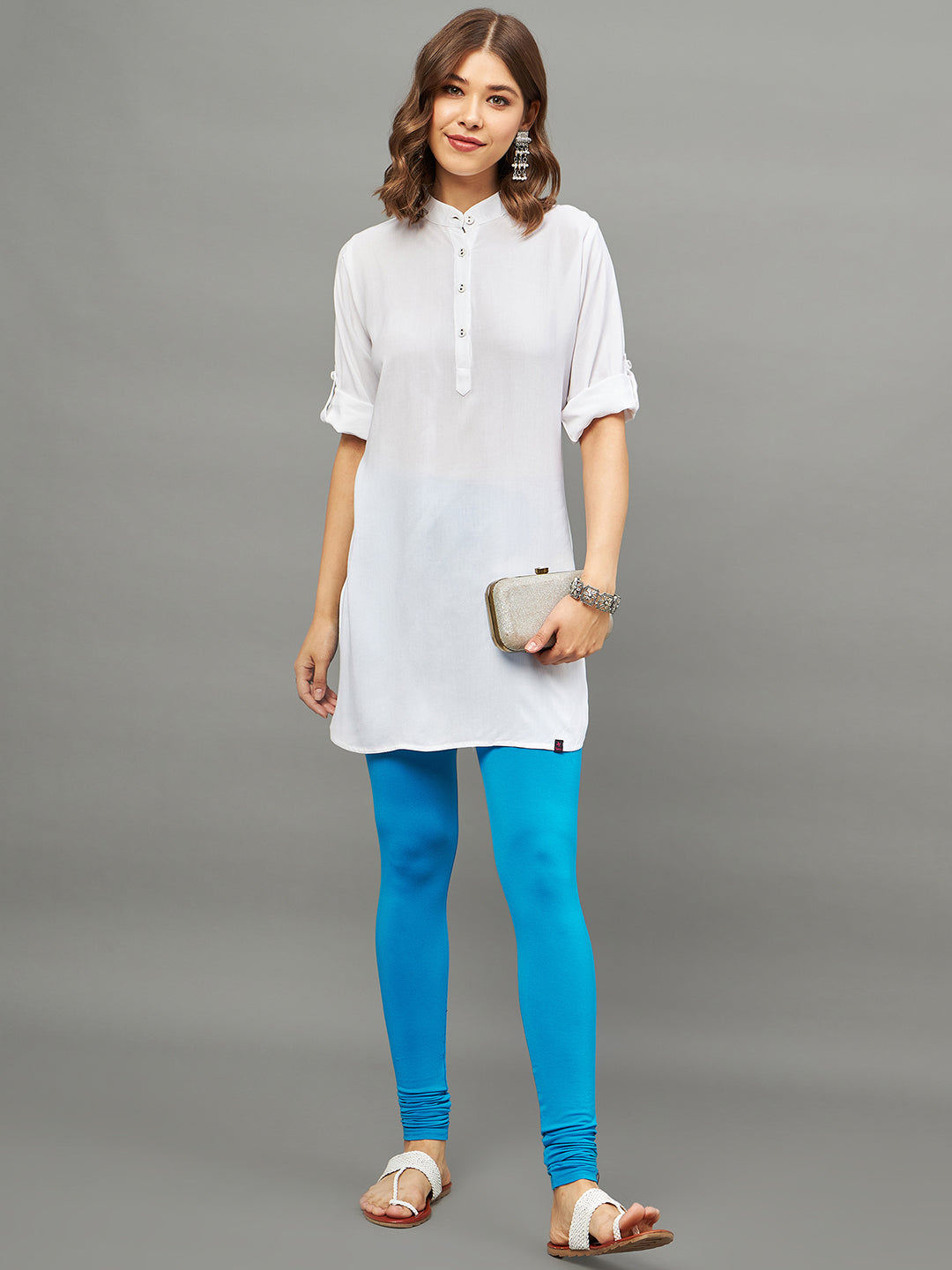 Bottle Green Solid Coloured Short Kurti - 32" Length