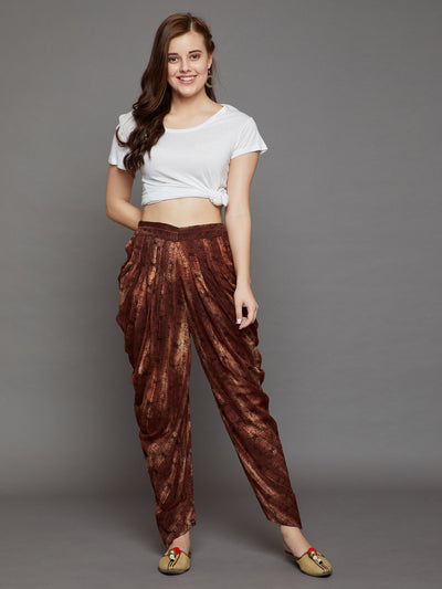 Brown Printed Dhoti Freesize