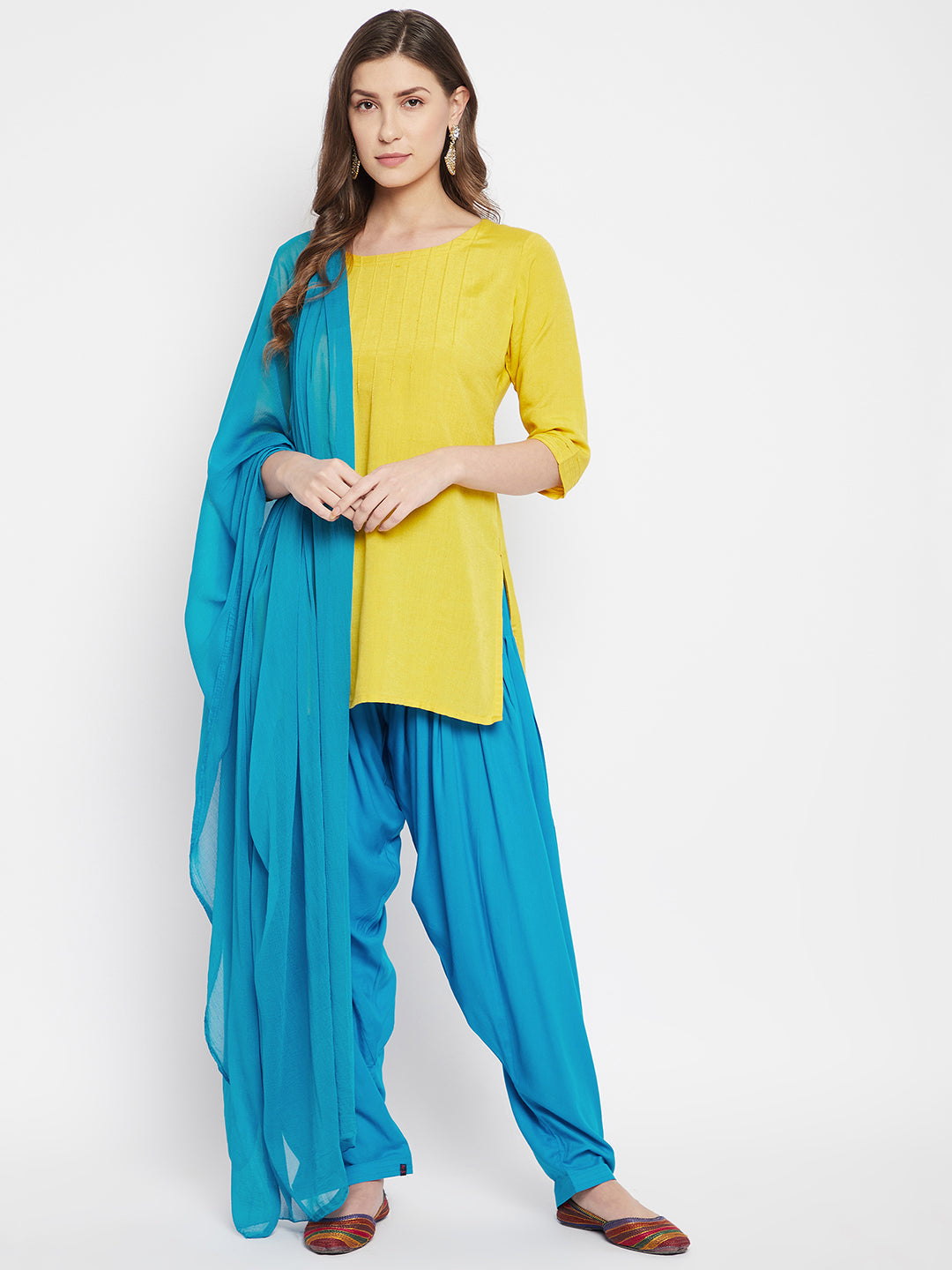 Sky Blue Rayon Plain Patiala(No Duppatta)