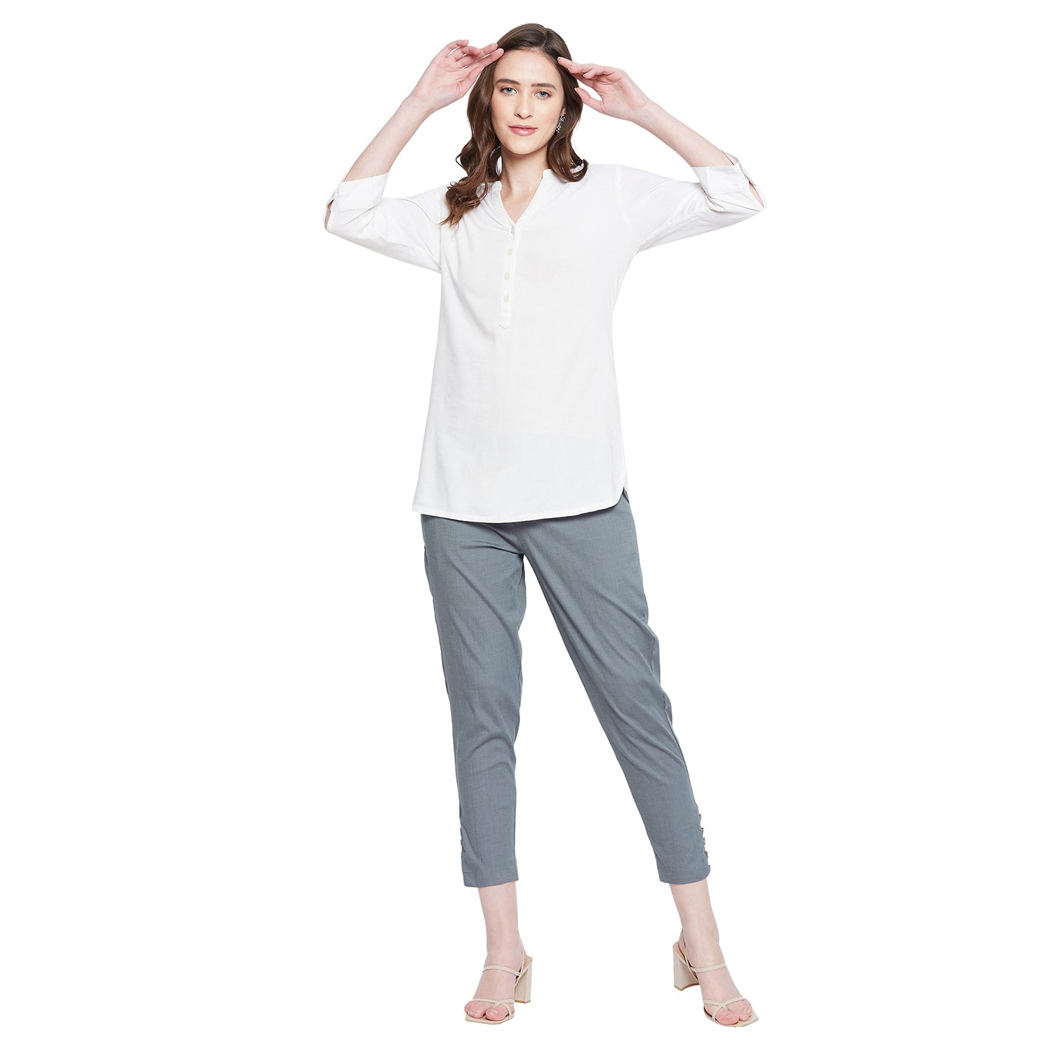 Navy Blue Button Pant