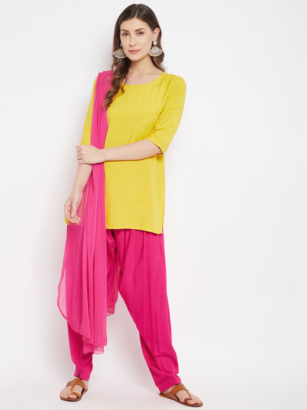 Pink Rayon Plain Patiala