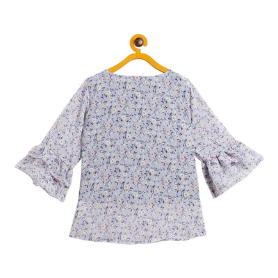 Kids Top with V neck Floral Pattern