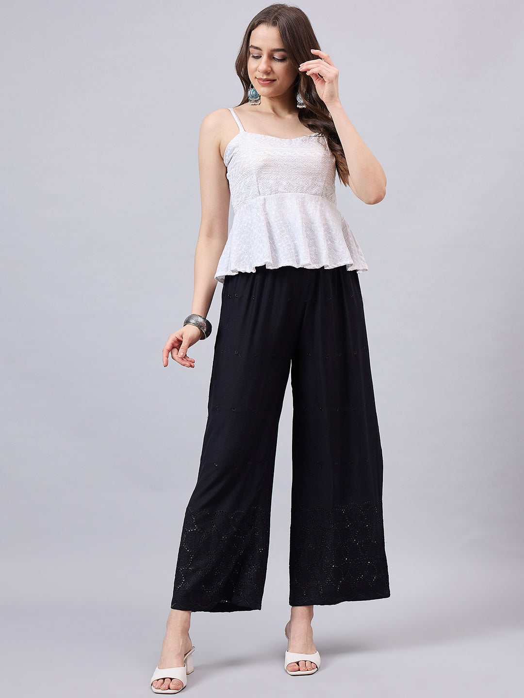 Black Chikankari Palazzos