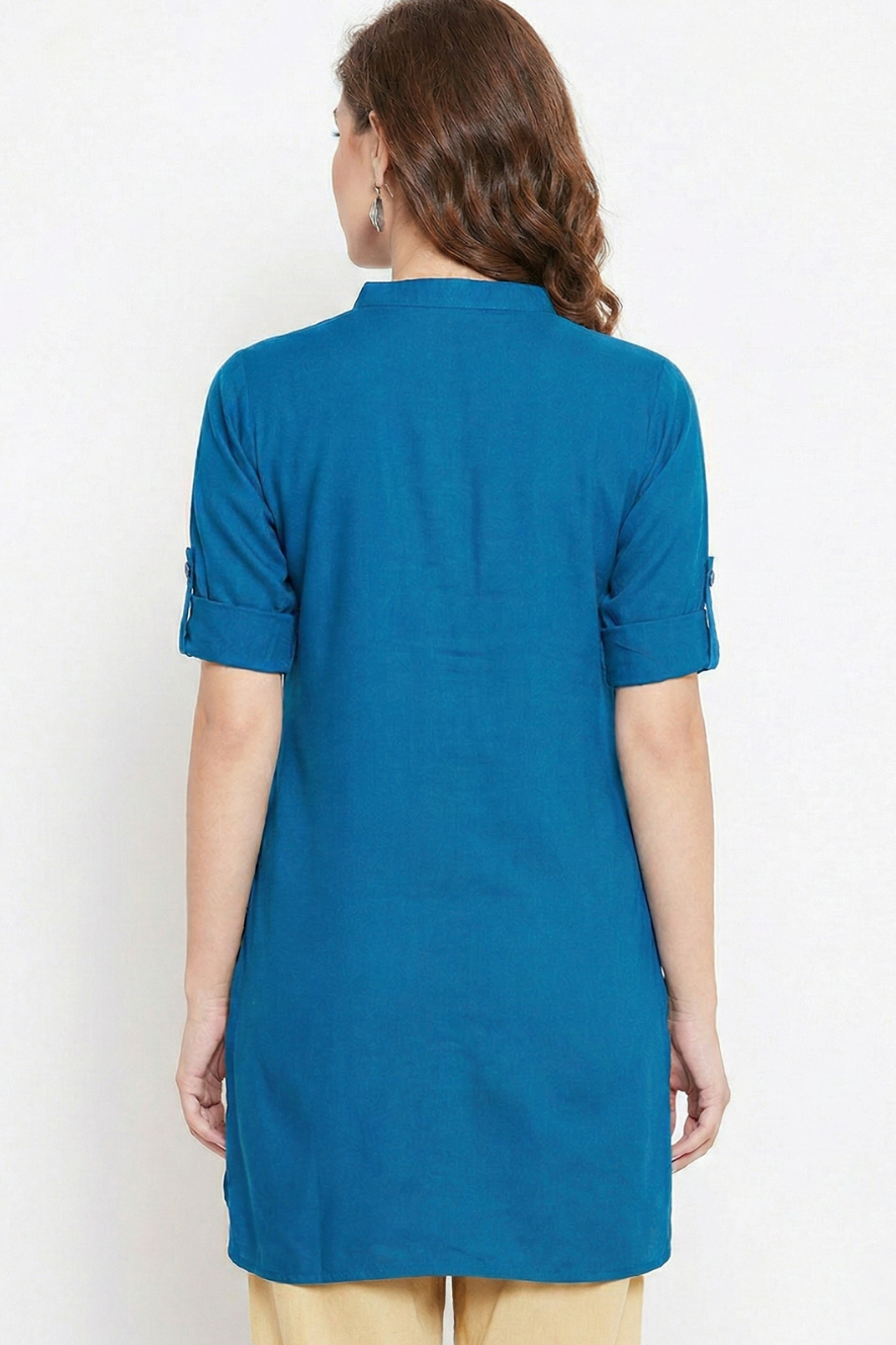 Blue Solid Color Kurti