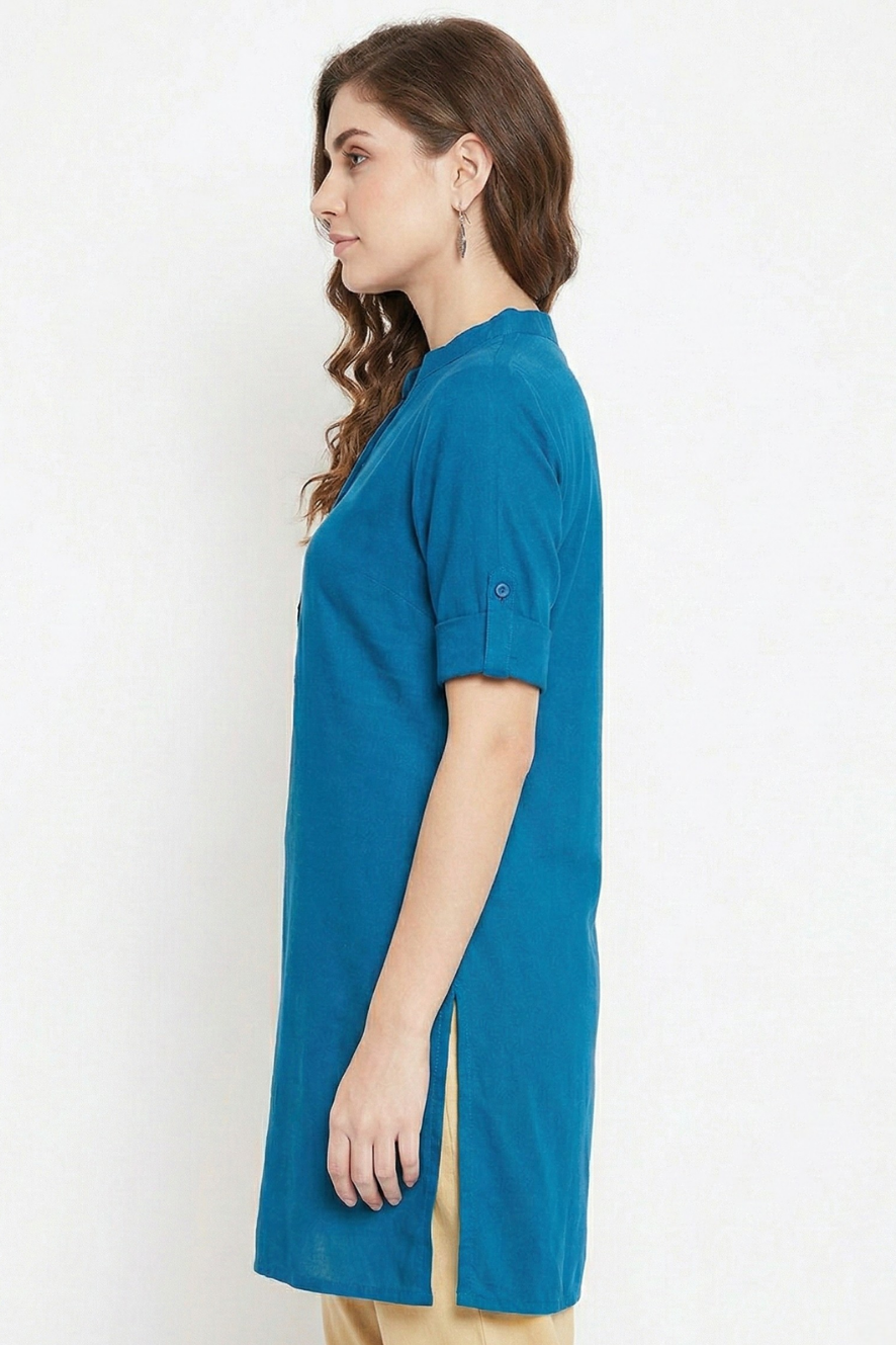 Blue Solid Color Kurti