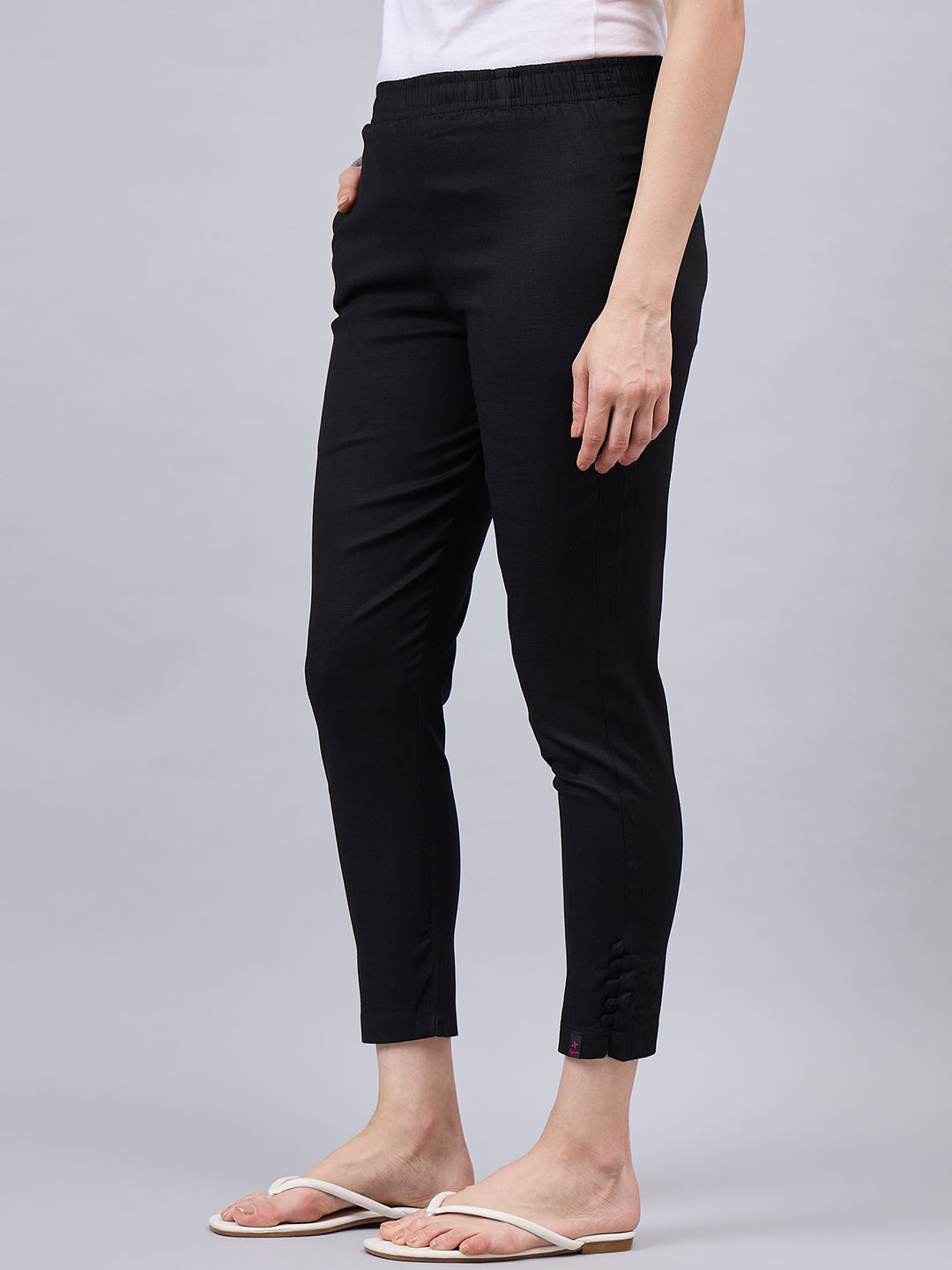 Black Regular Fit Potli Pants