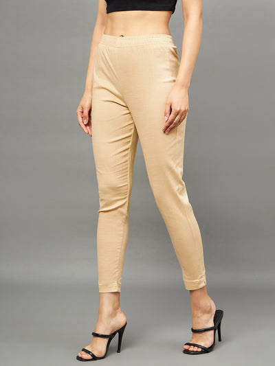 Beige Colour Straight Pant XL