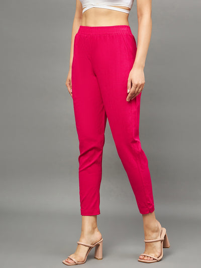 Pink Colour Straight Pant XL