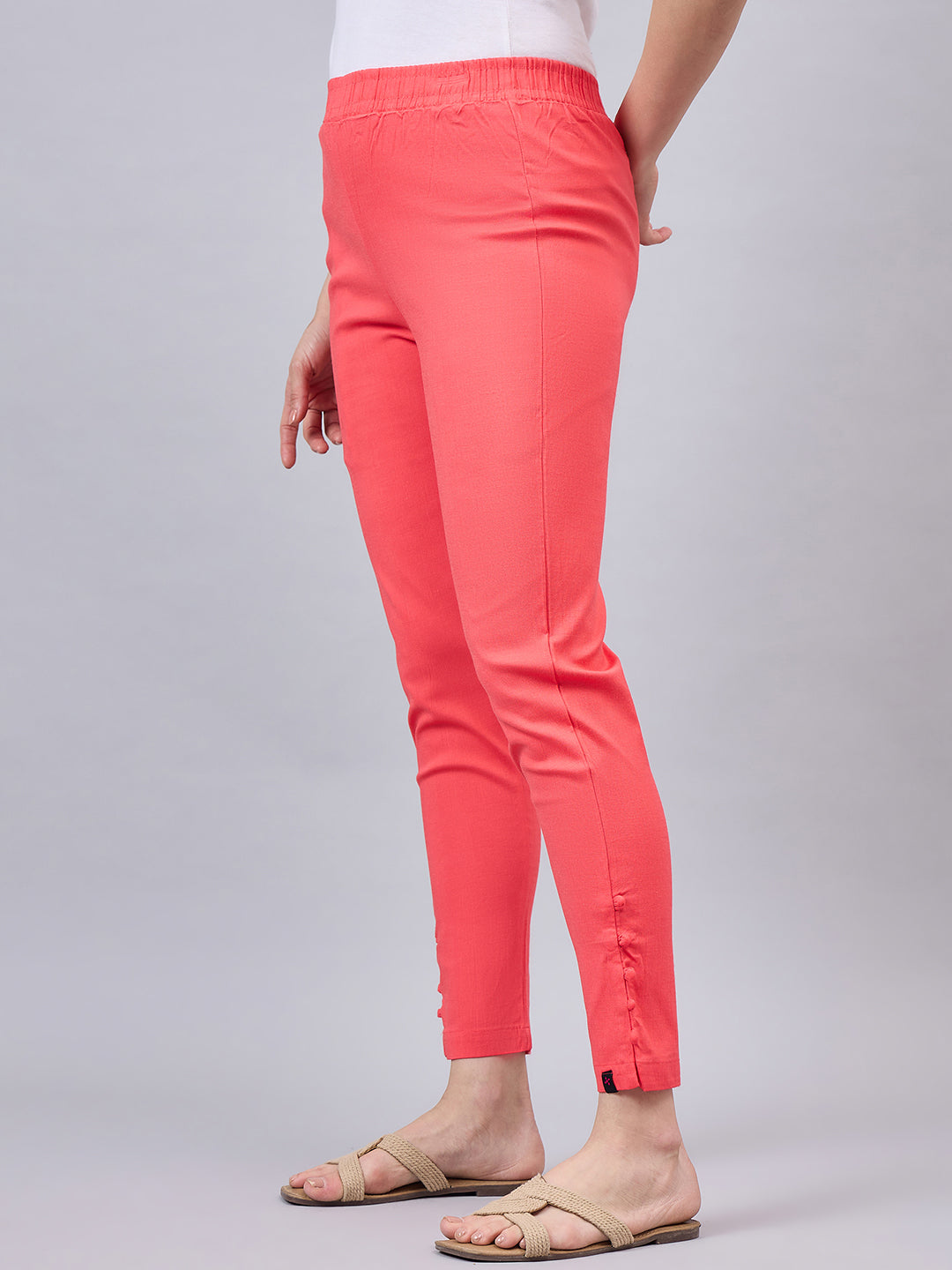 Peach Regular Fit Potli Pants