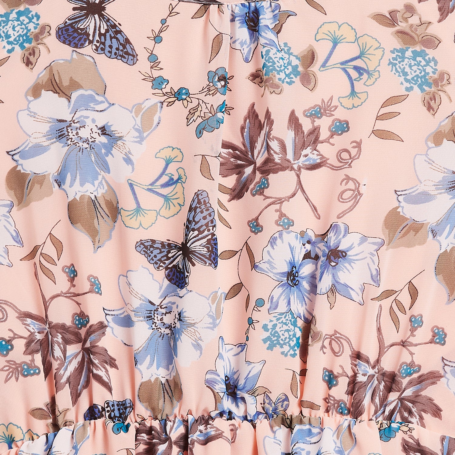 Kids Peach Designer Dress with Floral Pattern