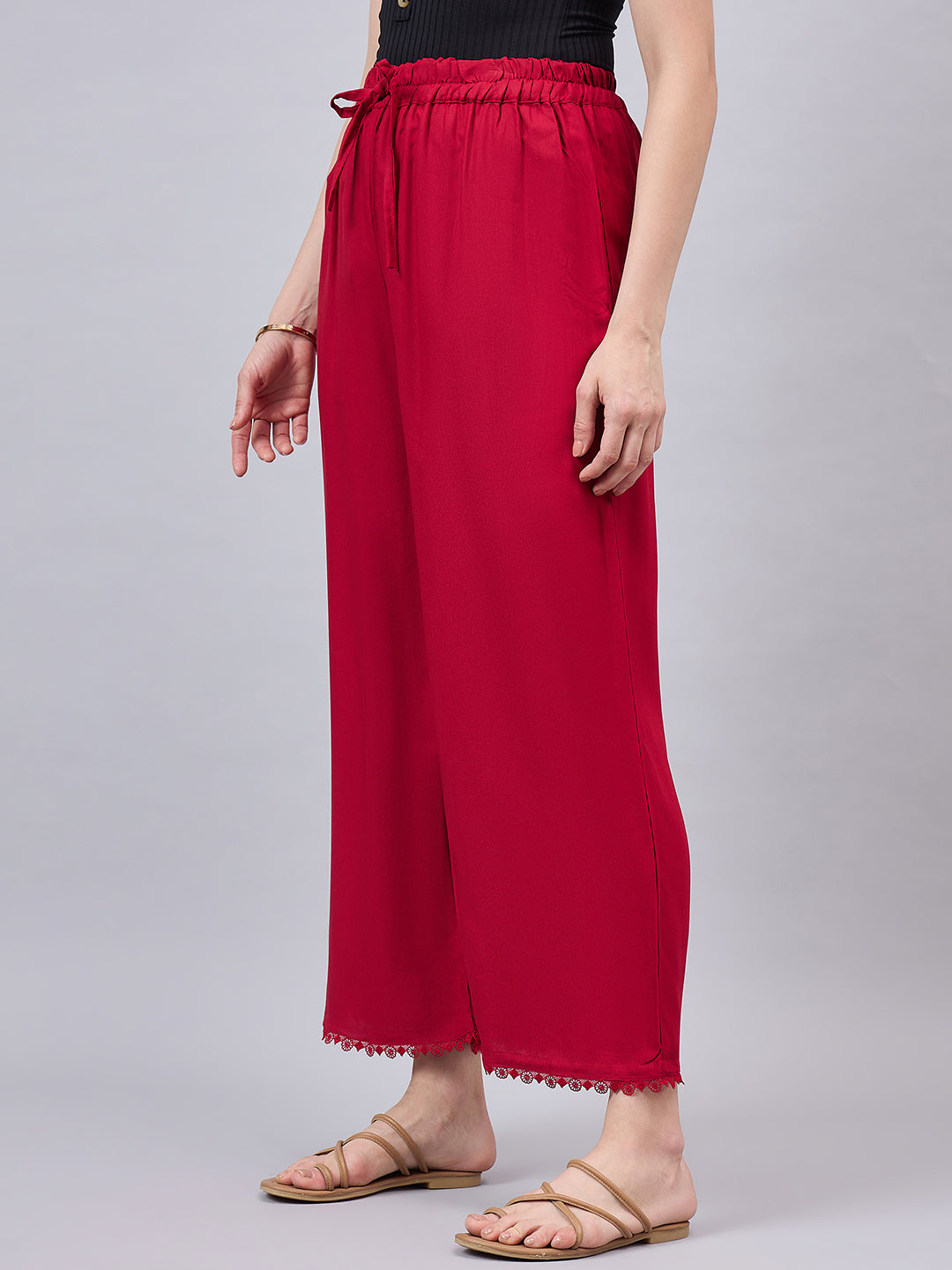 Maroon Lace Palazzos