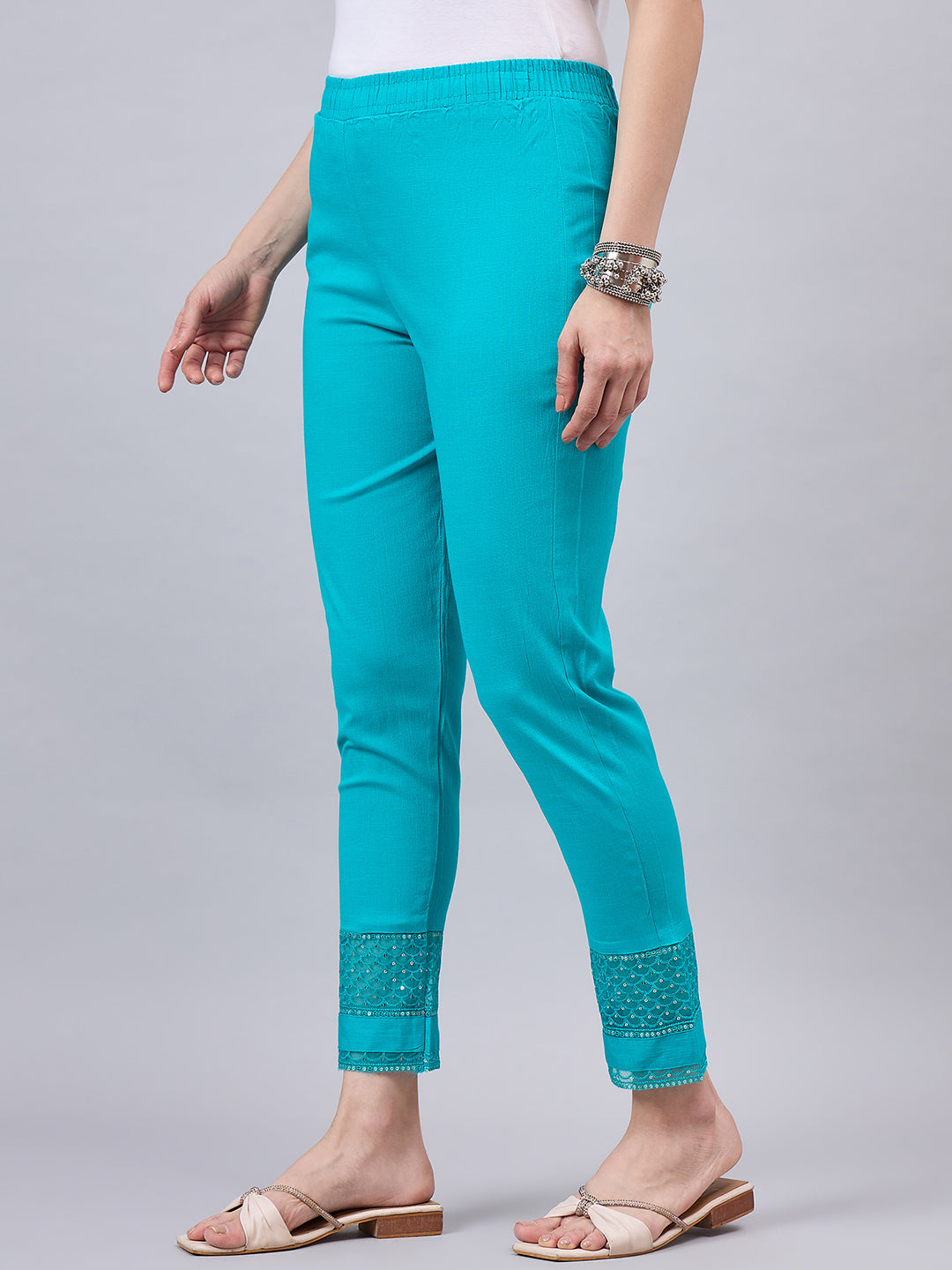 Rama Green Sequin Lace Pants