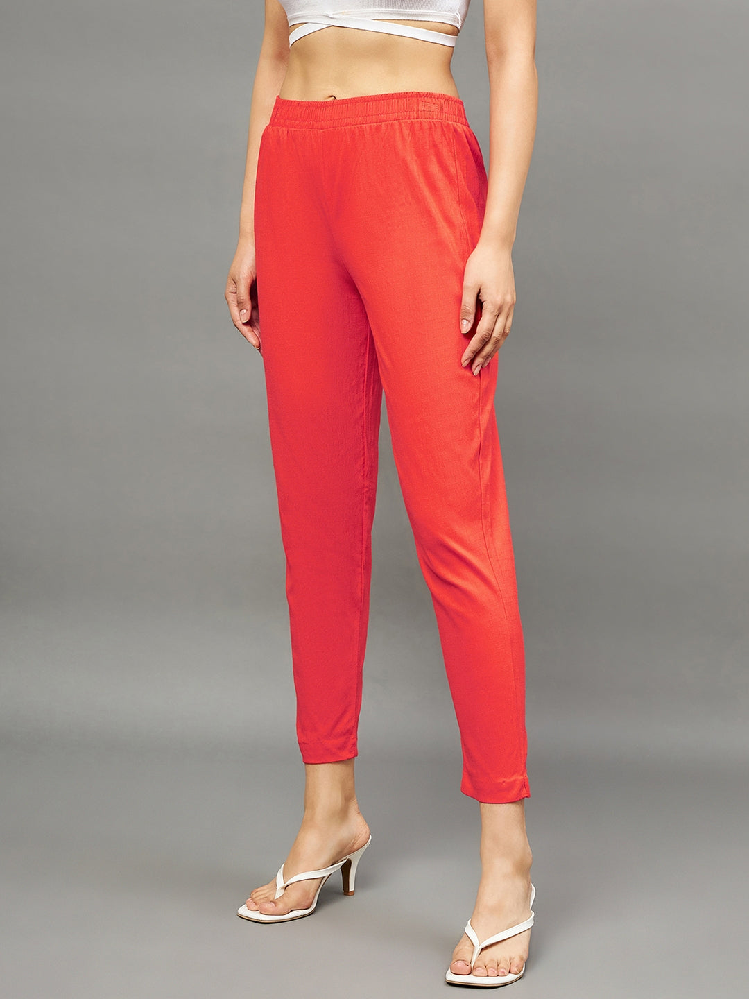 Buy moshe Women Bottam Cut Trouser Peach at Amazon.in