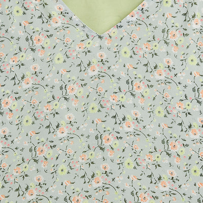 Kids Top with V neck Floral Pattern - Green