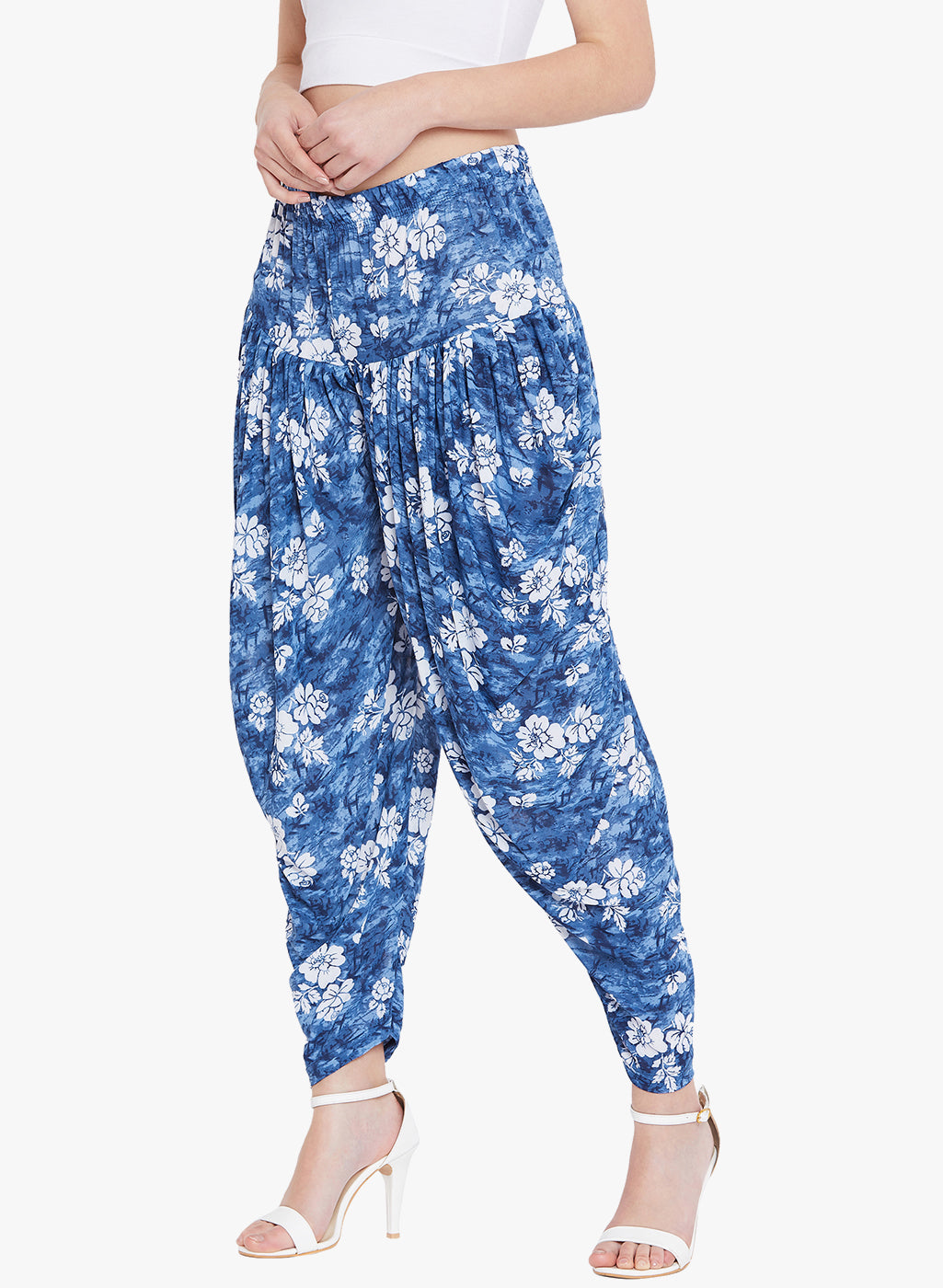 Floral Blue Printed Dhoti
