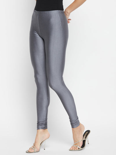 Dark Grey Metallic Leggings - Ankle Length