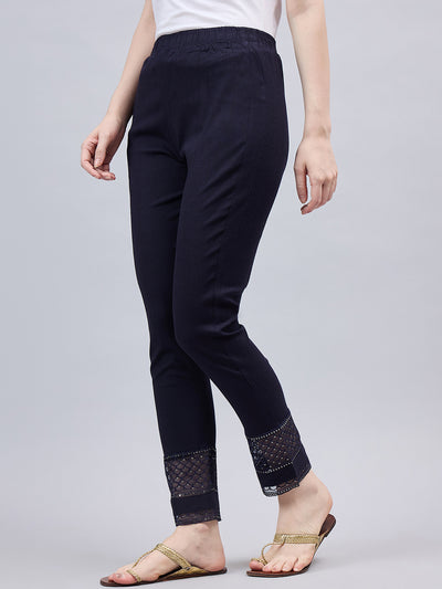 Navy Blue Sequin Lace Pants
