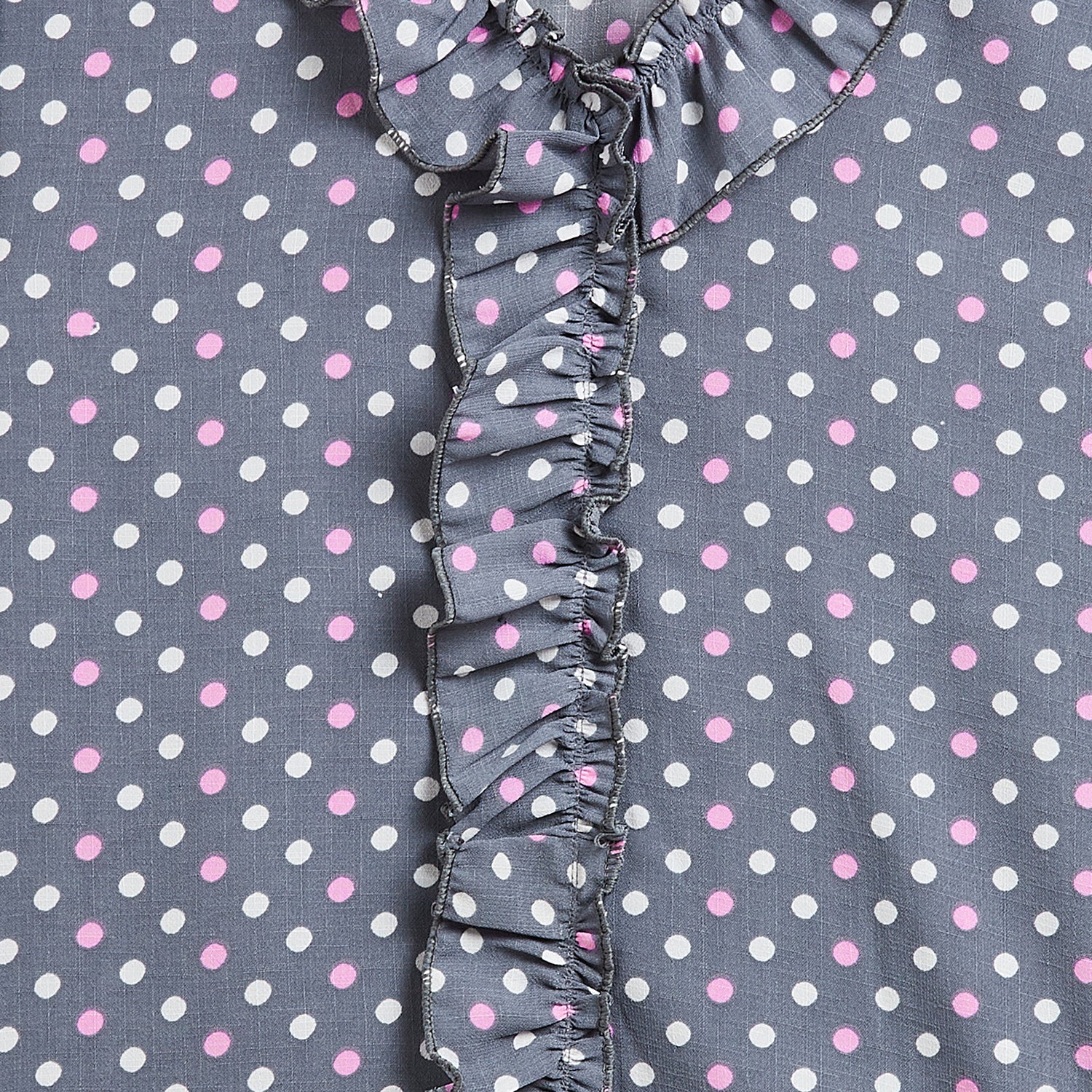 Kids Top with Pink dot Pattern - Grey