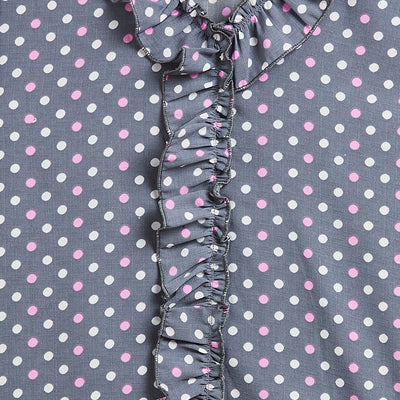 Kids Top with Pink dot Pattern - Grey