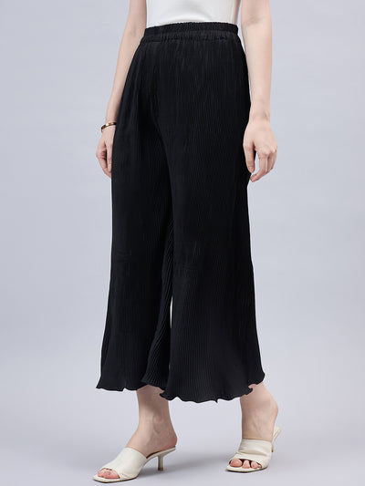 Black Pleated Chiffon Palazzo