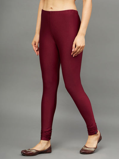 Maroon Metallic Leggings - Chudi Length