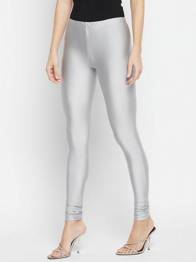 Cream Metallic Leggings - Chudi Length