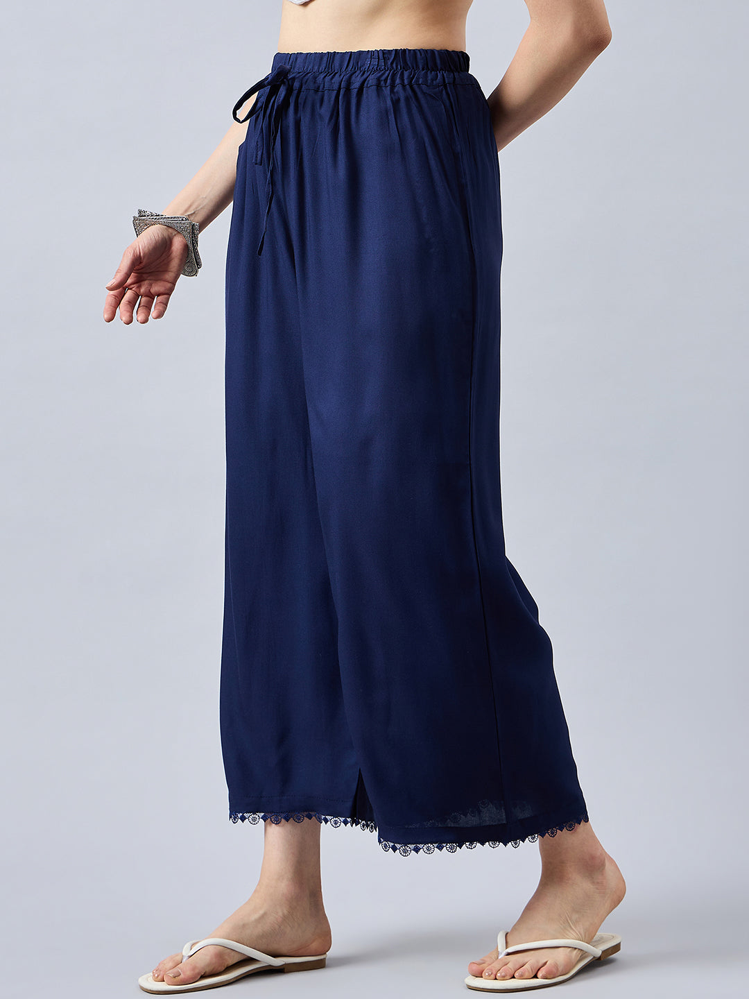 Navy Blue Lace Palazzos