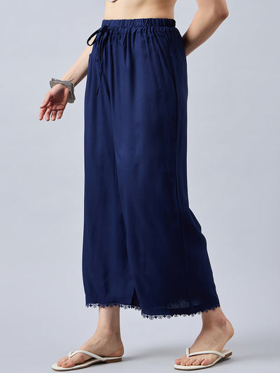 Navy Blue Lace Palazzos