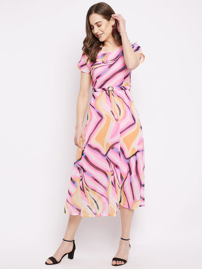 Round neck short dresses . pink XL
