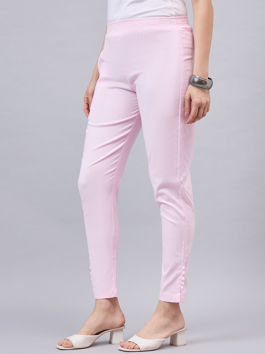 Baby Pink Regular Fit Potli Pants