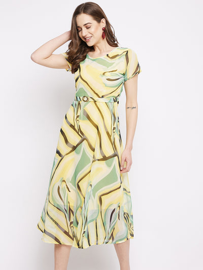 Round neck short dresses . yellow L