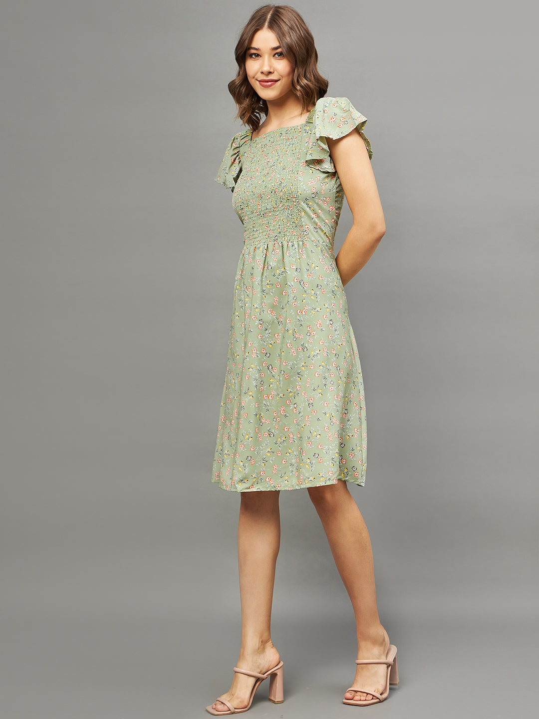 Floral Summery Dress pista green XL