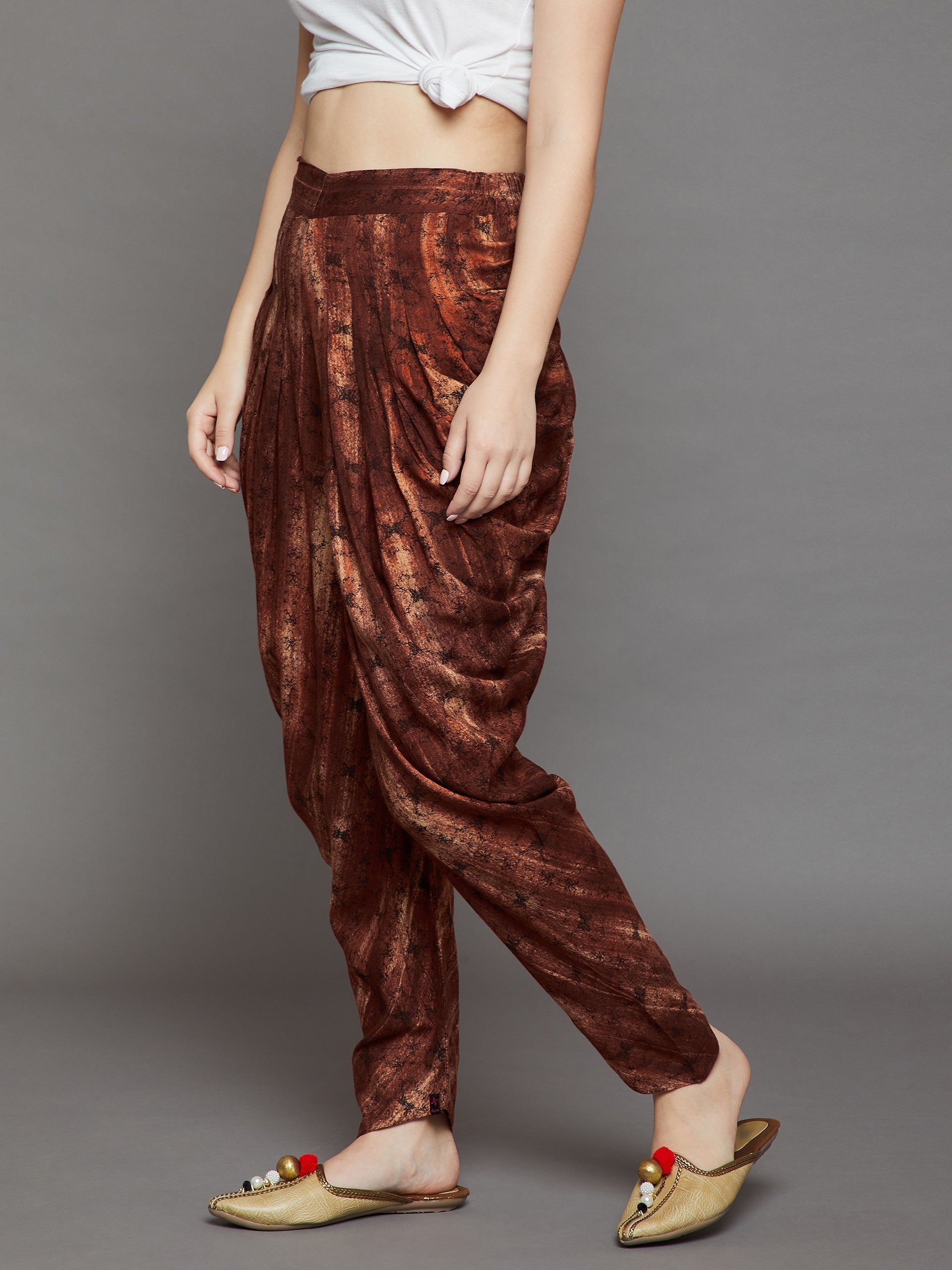 Brown Printed Dhoti
