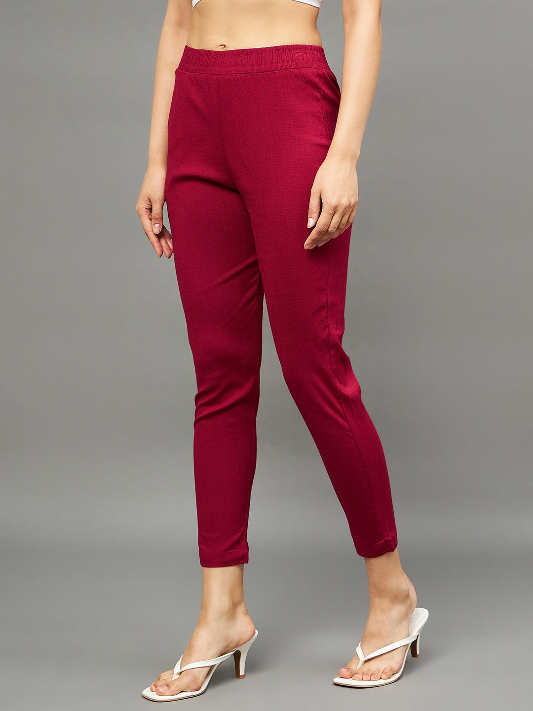 Maroon Colour Straight Pant XL