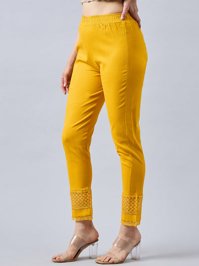 Mustard Sequin Lace Pants L