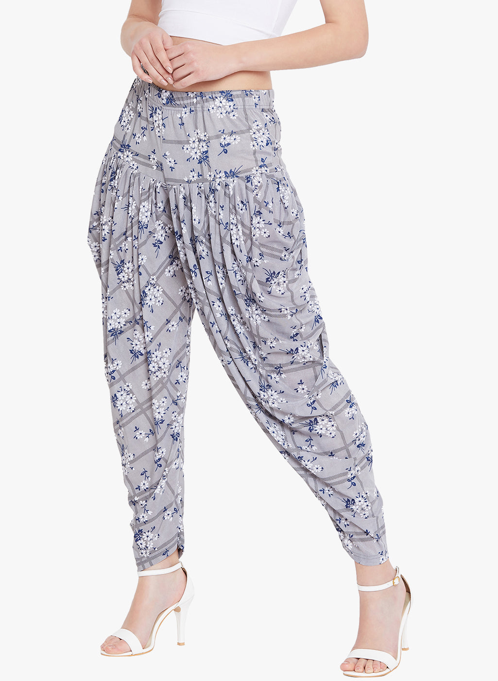 Lilac Floral Printed Dhoti