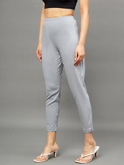 Grey Colour Straight Pant XL
