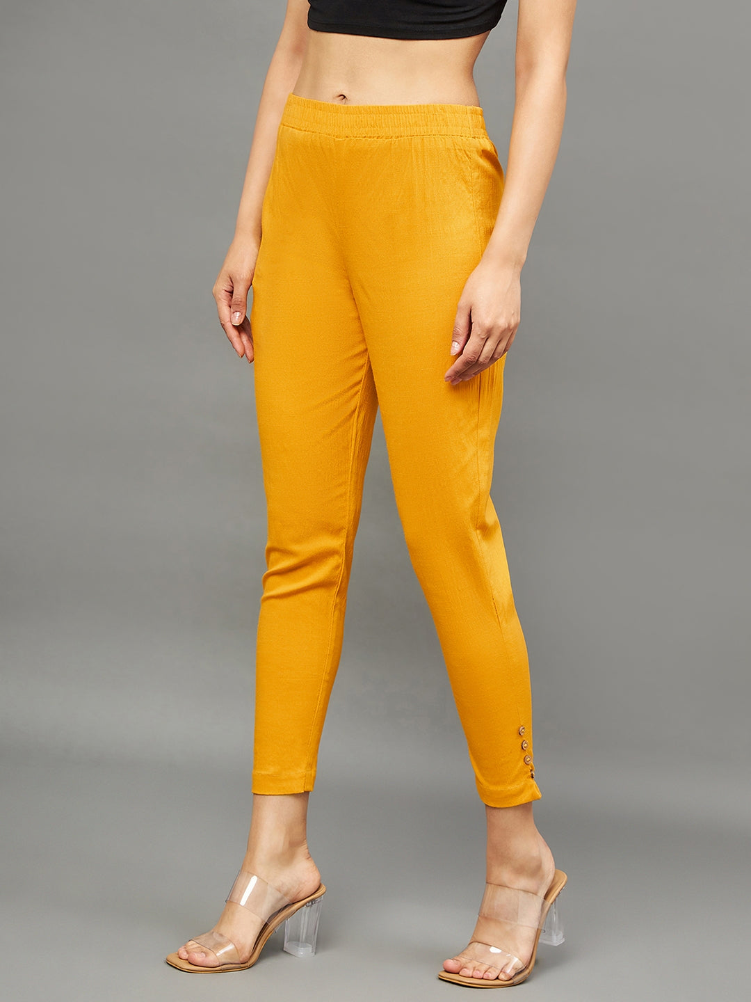 Mustard Regular Fit Potli Pants