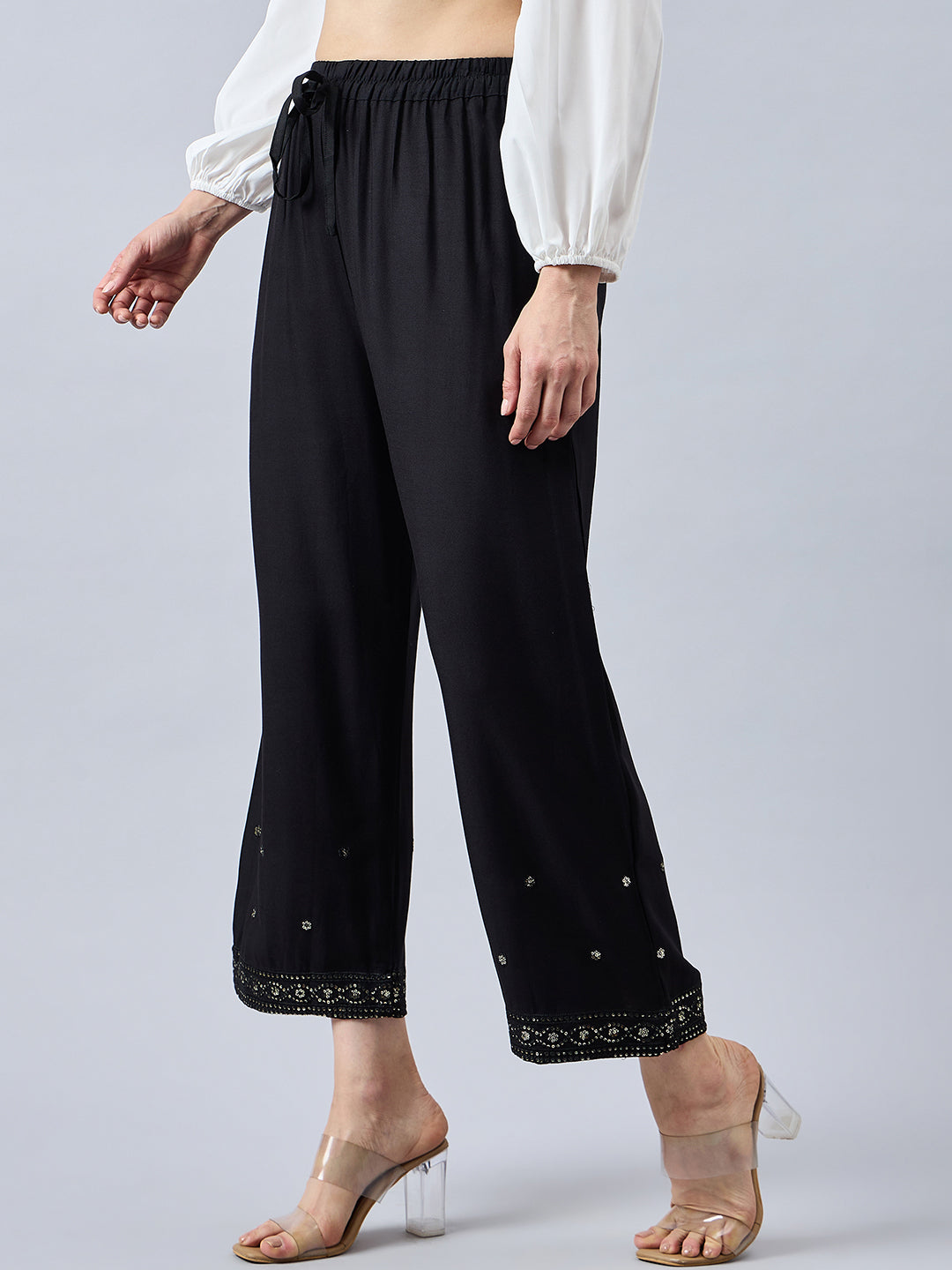 Black Embellished Palazzo