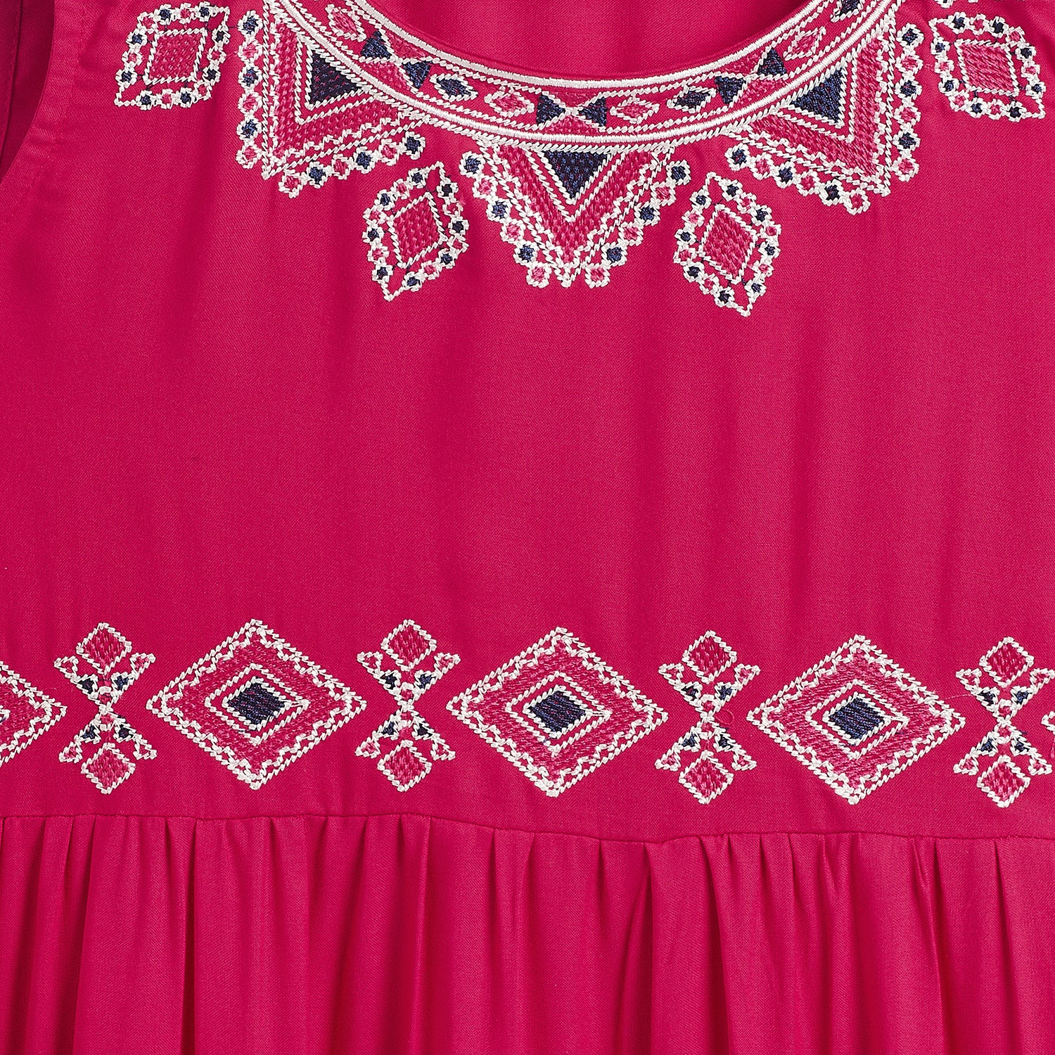 Kids Pink Emb Dress