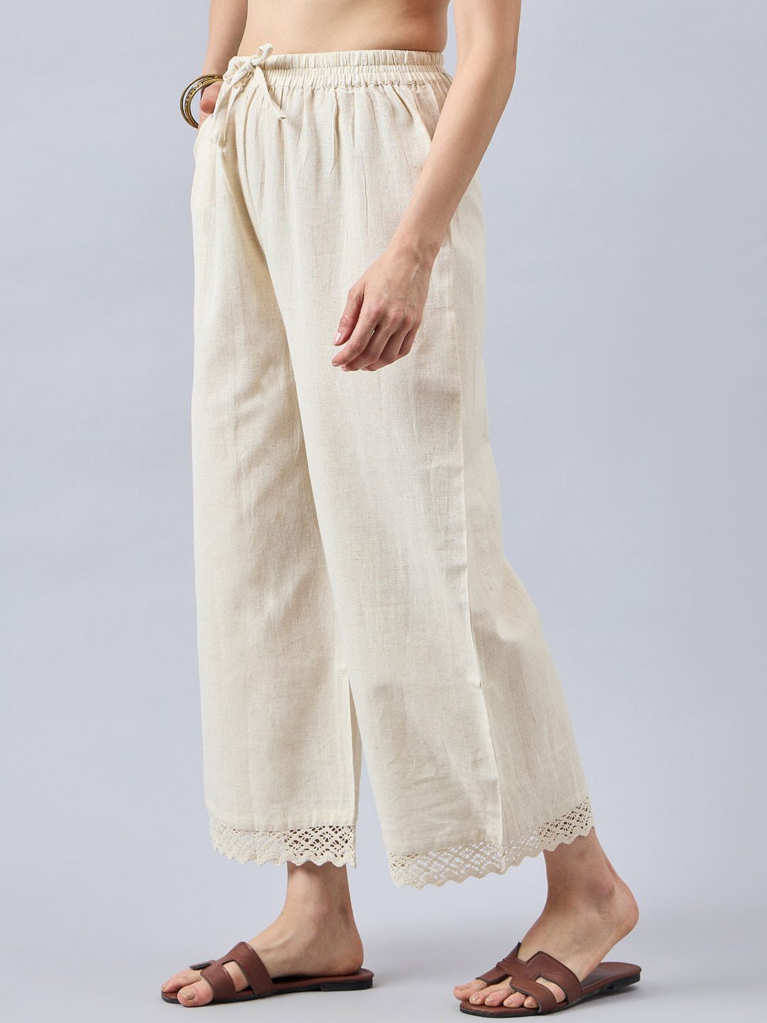 Cotton Palazzo With Lace Detailing