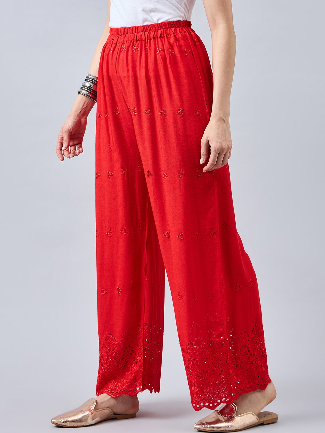 Red Chikankari Palazzo