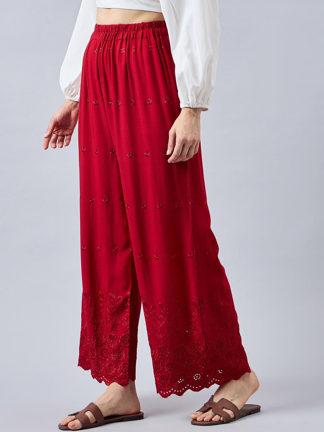 Maroon Chikankari Palazzo