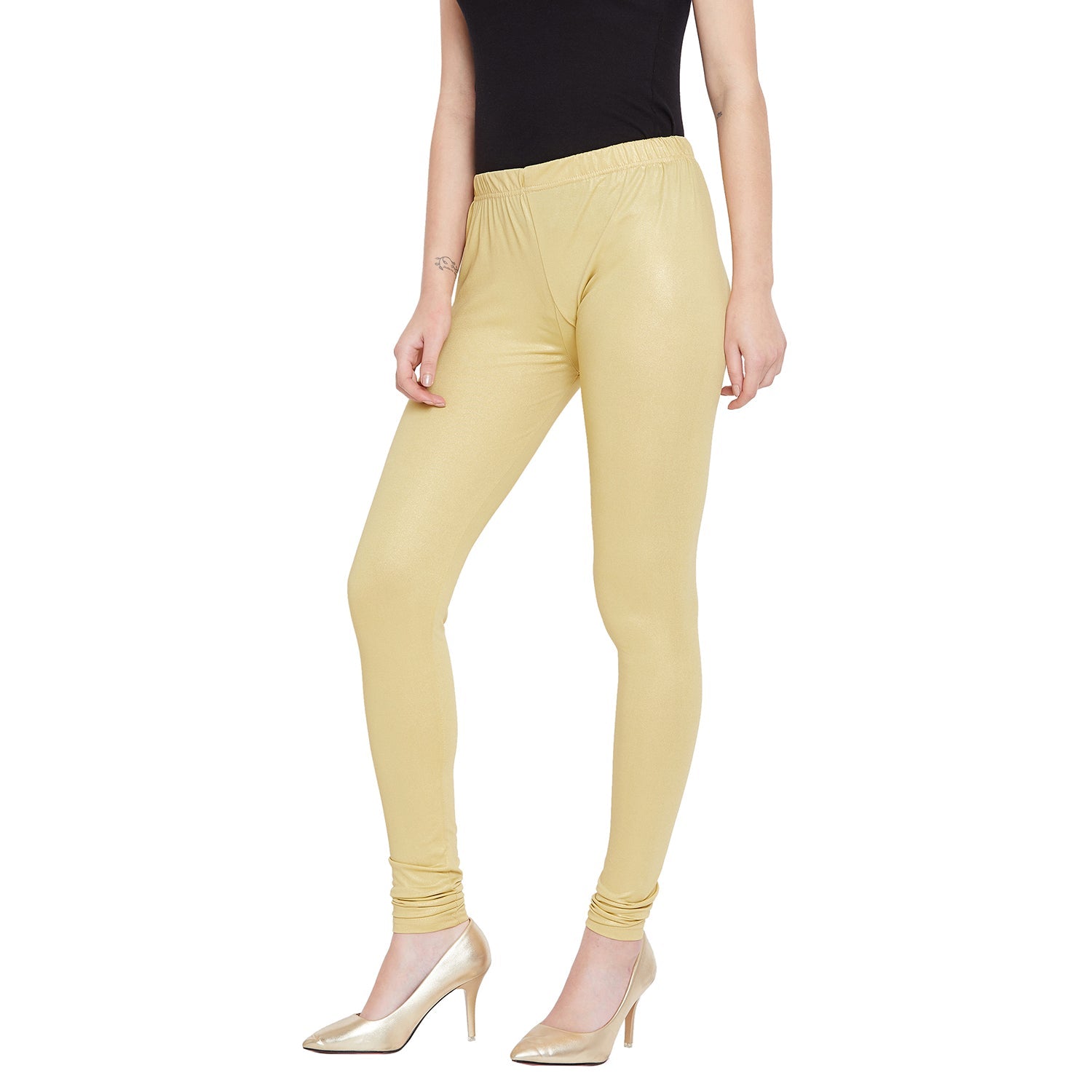 Light Gold Shimmer Leggings - Ankle Length