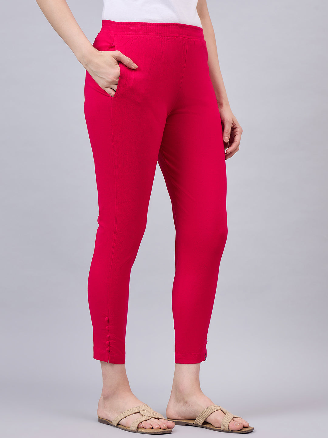 Pink Regular Fit Potli Pants